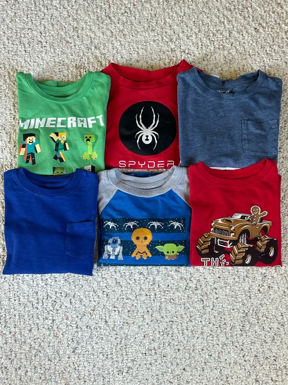 Boys Long Sleeve Shirt Lot Bundle 6 Piece Gap Minecraft Star Wars Spyder 5-6
